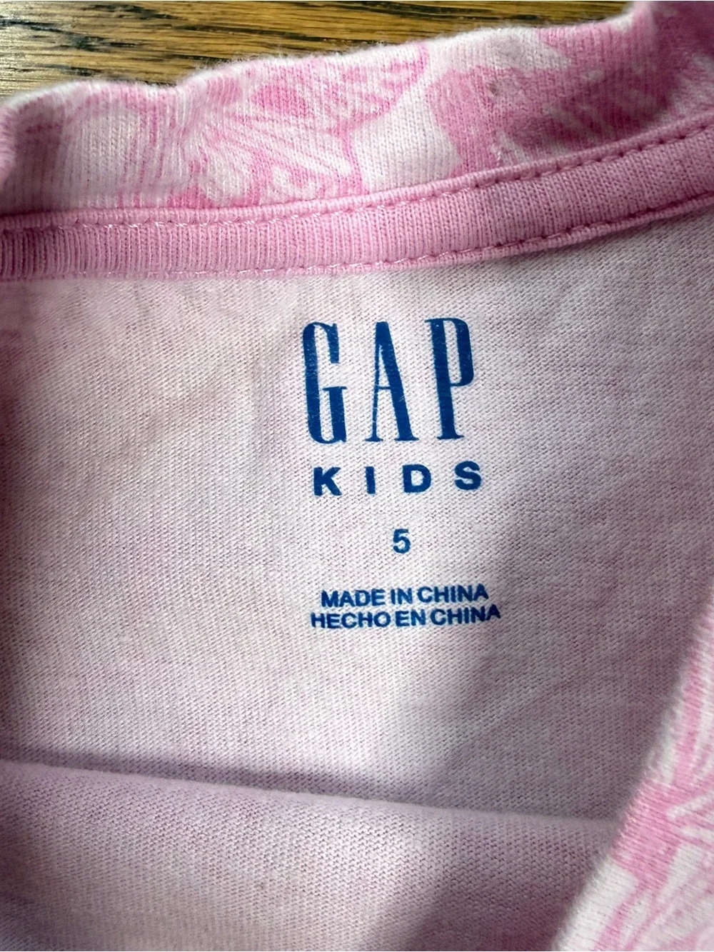 GAP Kids Girls Pink and White Tiered Butterfly Print Short Sleeve Dress Size 5